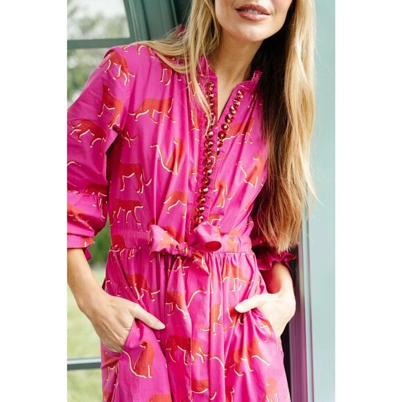 Sheridan French Britt Dress in Pink Festive Cheetah Print Size XL - Picture 3 of 12